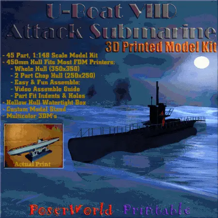 U-Boat VIID Attack Submarine Scale Model Kit