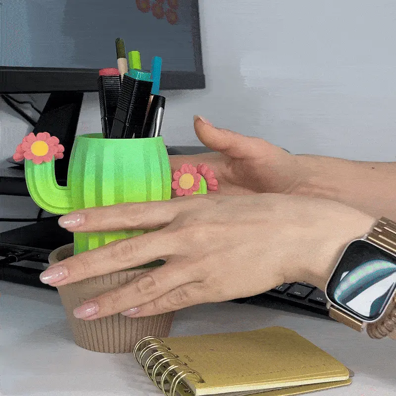 Cactus Desk Organizer, Desk, Magnetic Flowers