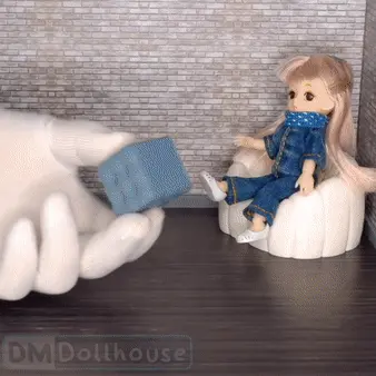 1:12 Scale Square Pouf Stool - miniature dollhouse furniture