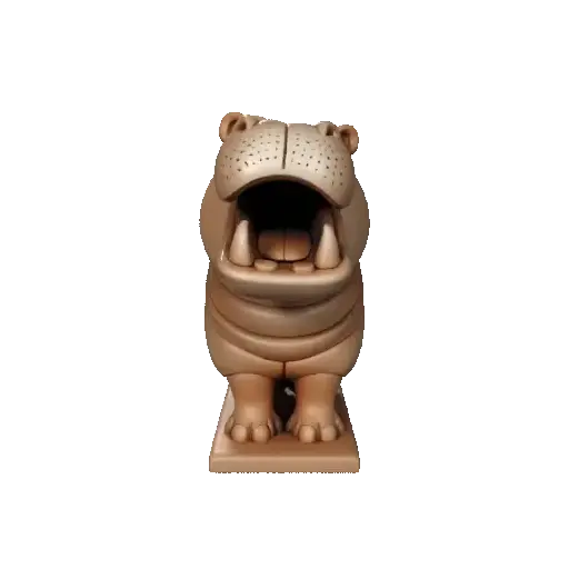 3347 Laughing Hippopotamus Full-Figure 3D-Printed Wooden STL