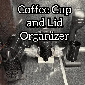 Coffee Cup and Lid Organizer with Accessories Tray