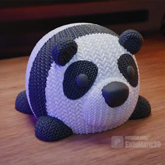 knitted panda bear  -  STL, 3MF - Print in place, No Support