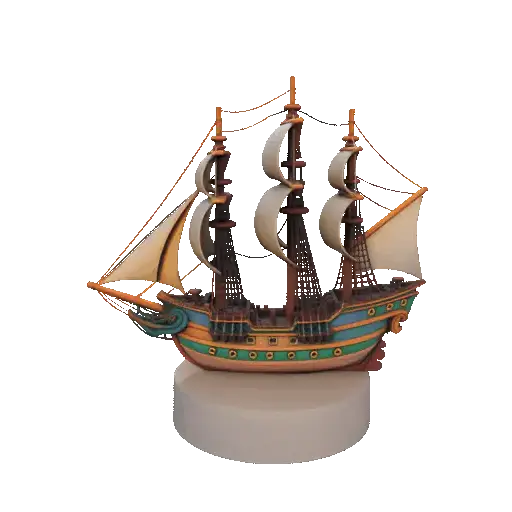 3232 Pirate Sailing Ship with Cannons — Style Minimalist STL