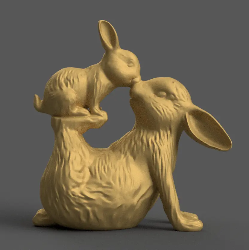 Mother and Baby Bunny 3D Model – STL File for Decoration