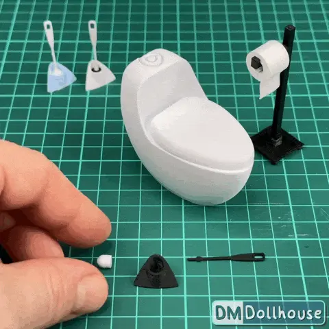 1:12 Scale Miniature Toilet Brush & Holder for Dollhouses