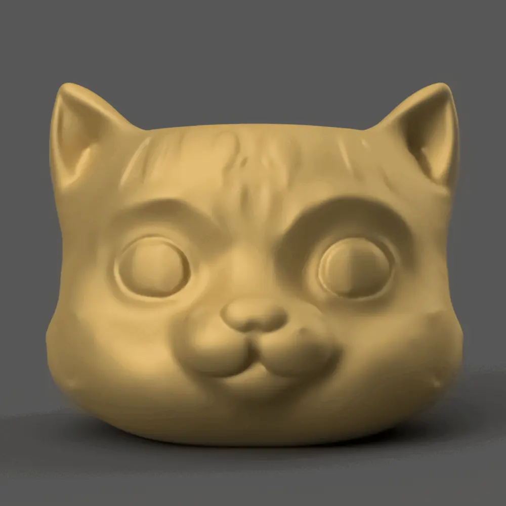 Cute Cat Pot STL Planter, Candy Dish without handle