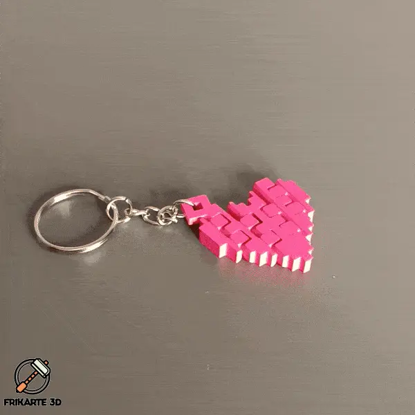 Articulated Pixel Heart Keychain