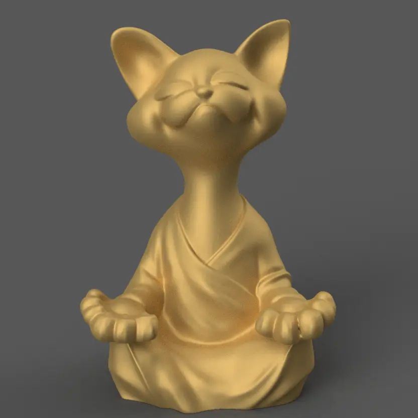 Meditating Cat STL File – Cute Zen Kitty for 3D Print Decor