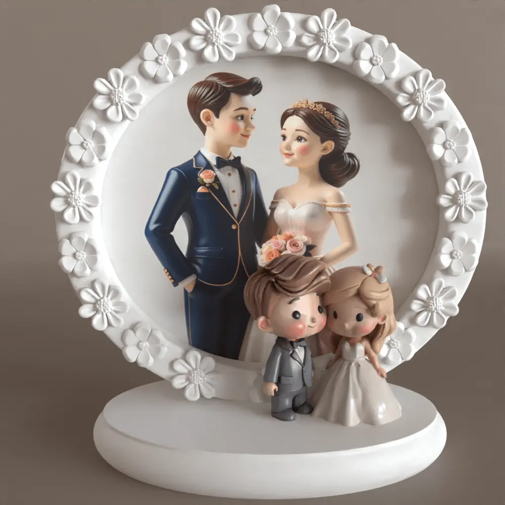 Romantic Wedding Frame 3D Model – STL for Decoration