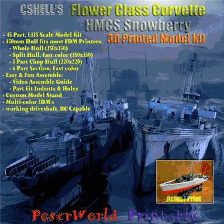 Flower Class Corvette, HMCS Snowberry Scale Ship Model Kit