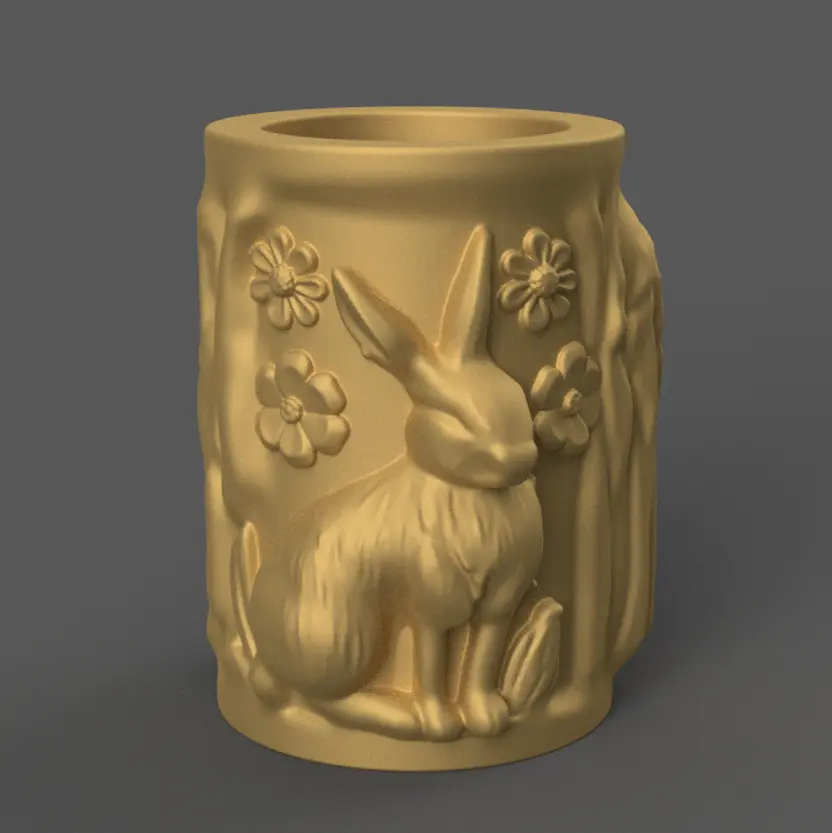 Elegant Bunny Floral Pot – 3D STL for Planter, Urn Decor