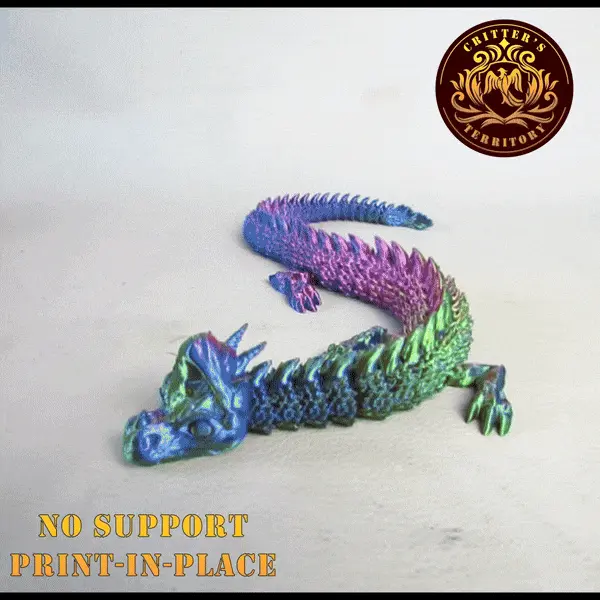 FLEXI CHRISTMAS DRAGON, PRINT-IN-PLACE, NO-SUPPORT