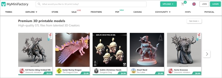MyMiniFactory websites to sell 3d models