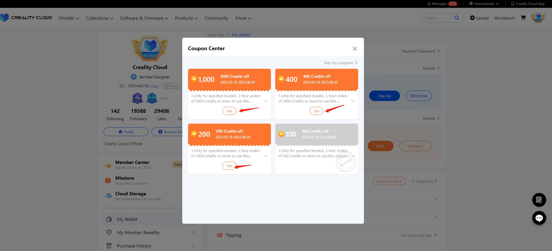 How to Get & Use Coupons Creality Cloud