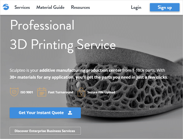 Sculpteo 3D printing service online