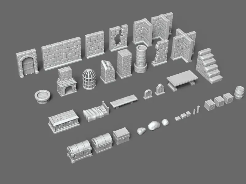 Kit Set Modulare per Dungeon RPG - 37 Pezzi Stampabili
