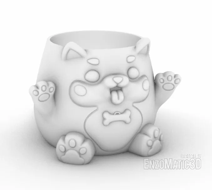 Shiba inu baby puppy dog flower pot pencil holder STL