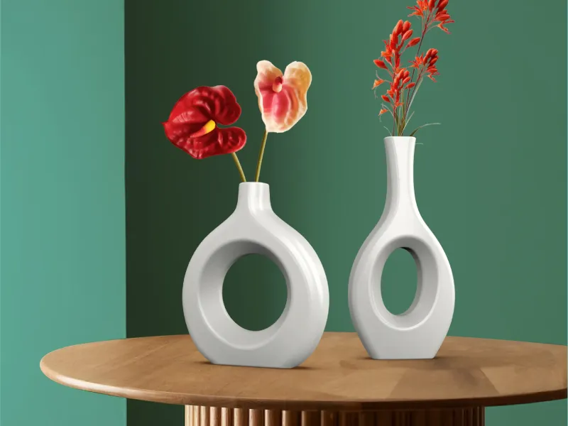 Circular Hollow Vase Set, 2 pcs. Vases Bundle