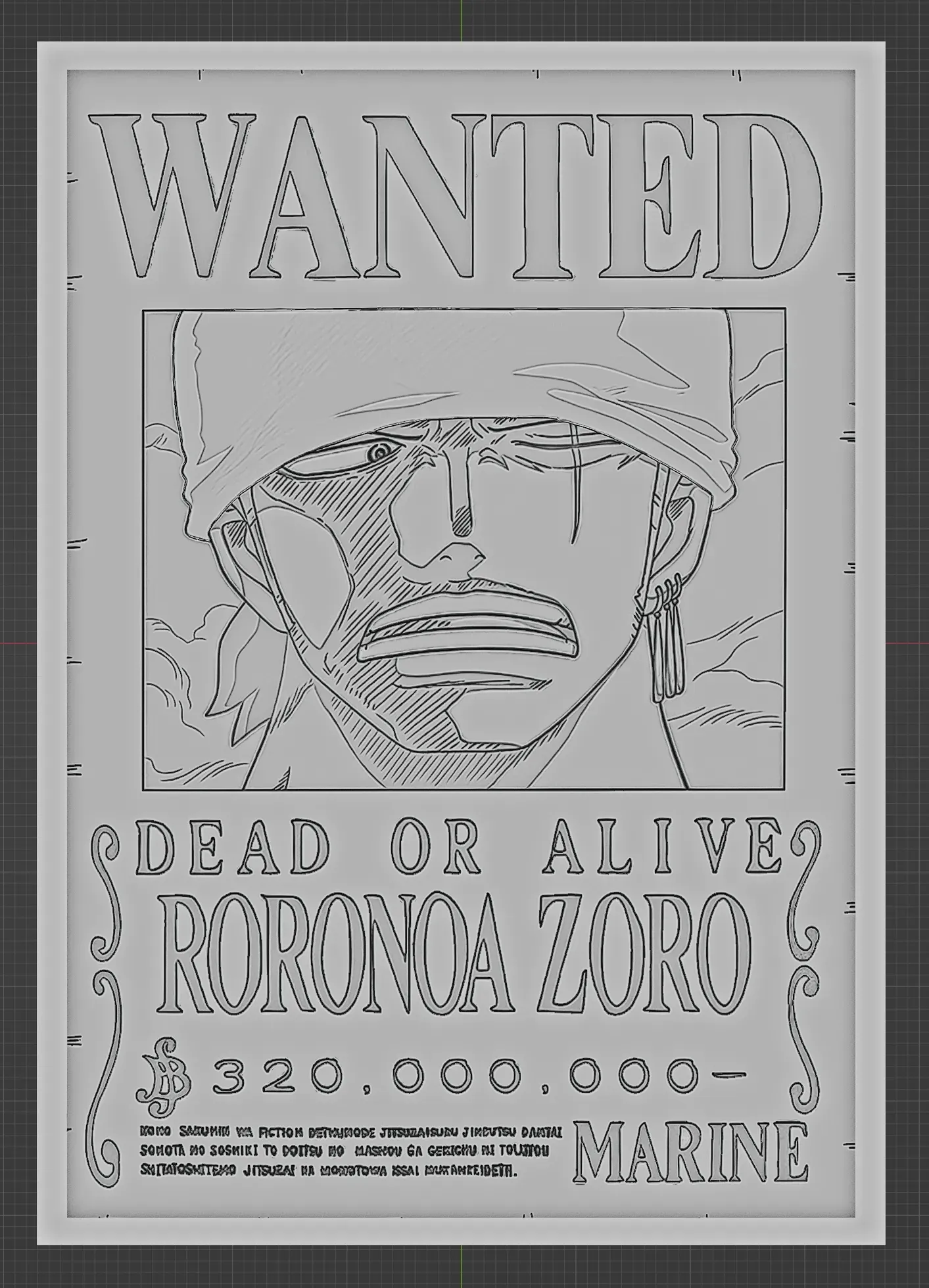 ZORO WANTED POSTER - ONE PIECE, 3D models download