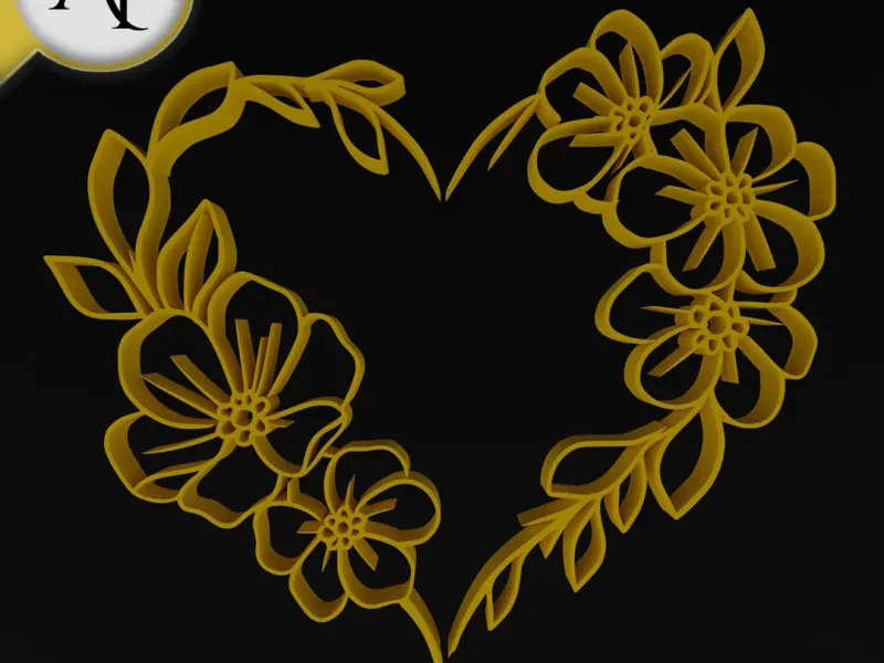 Heart of flowers - Line Art - 2D Wall Art Decor