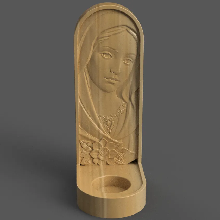 St Mary Candle Holder 3D Sacred Sculpture for Decor