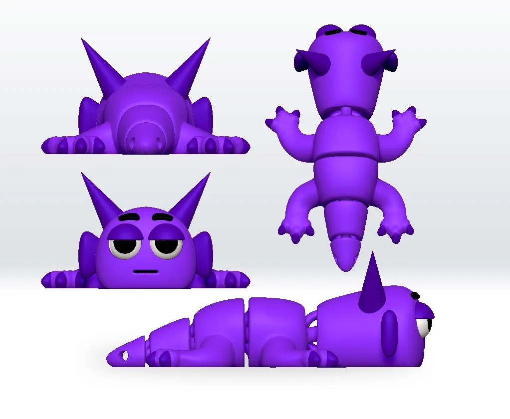 Purple Sprunki Flexi Articulated STL 3D Model Character