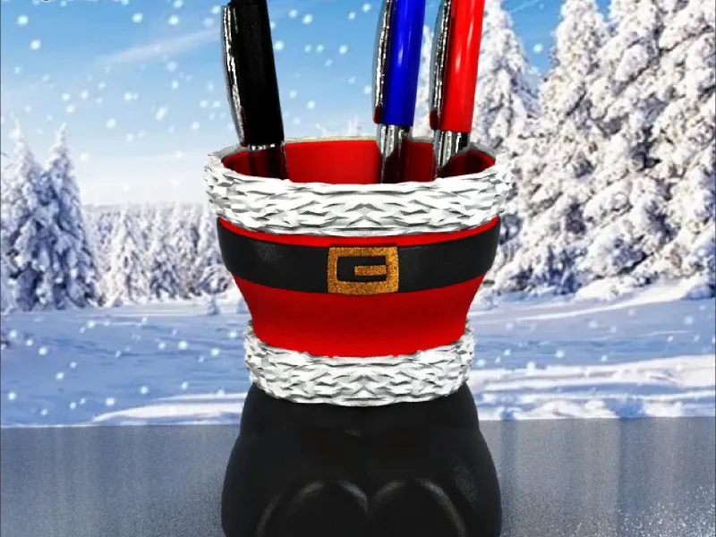 Papa Noel Navidad - Porta Boligrafos o Maceta Flor de Pascua