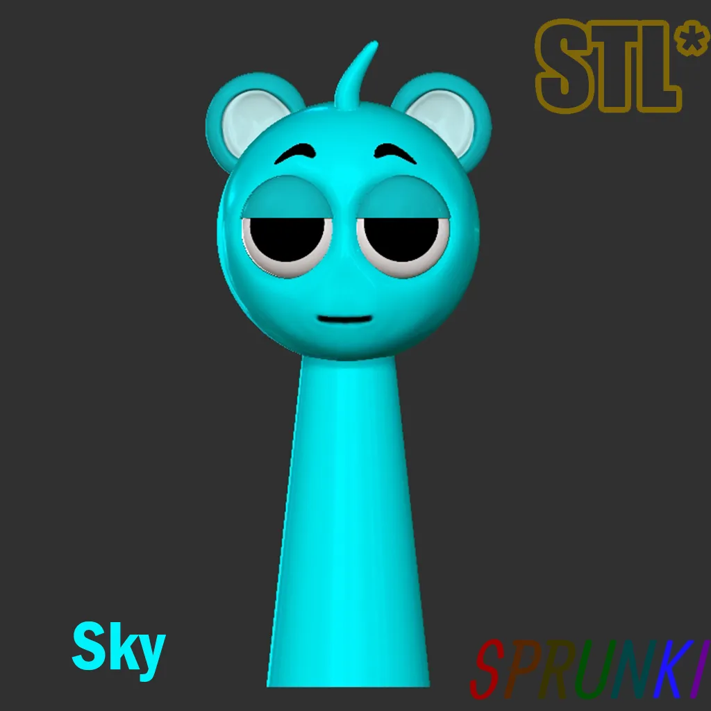 Sprunki Incredibox Sky Blue STL 3D Character Fanart