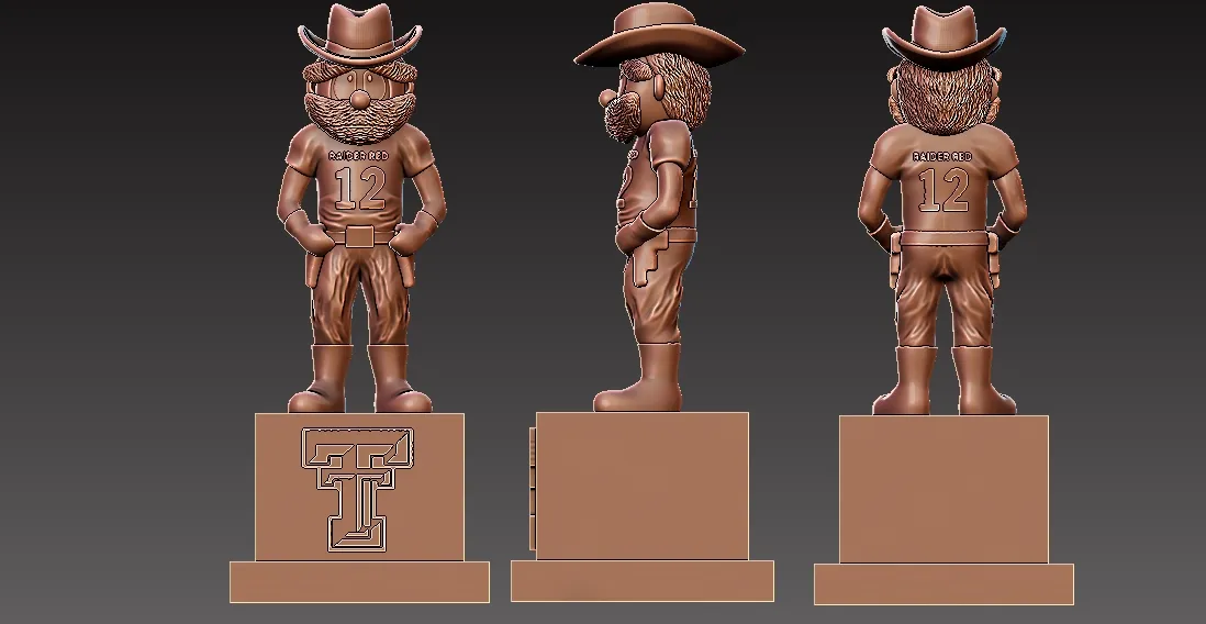 NCAA - ESTÁTUA DA MASCOTE DE FUTEBOL AMERICANO DOS TEXAS TECH RED RAIDERS - 3D PR
