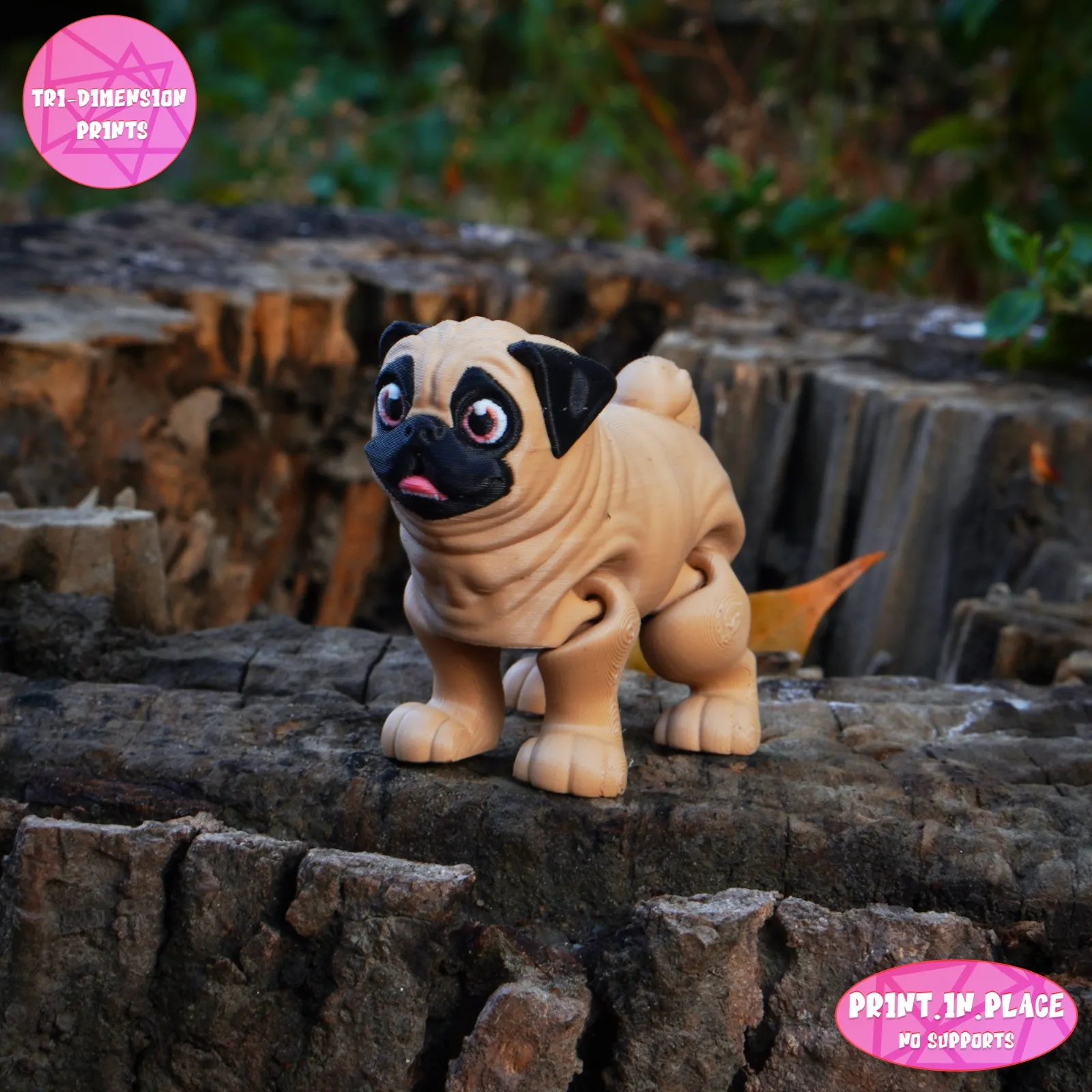 PRINT IN PLACE CUTE FLEXI PUG DOG