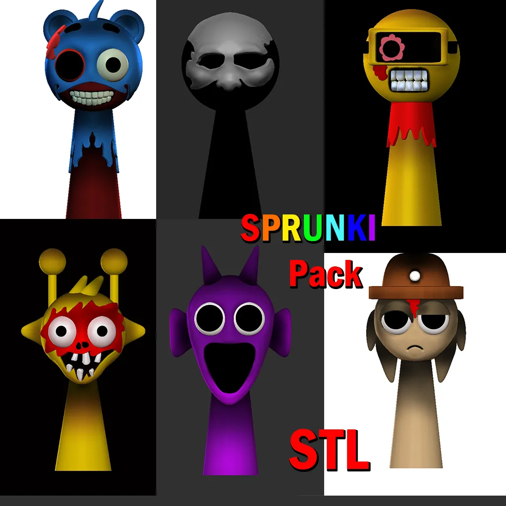 Sprunki Horror Black, Garnold,Sky,Simon Yellow, Durple Purpl