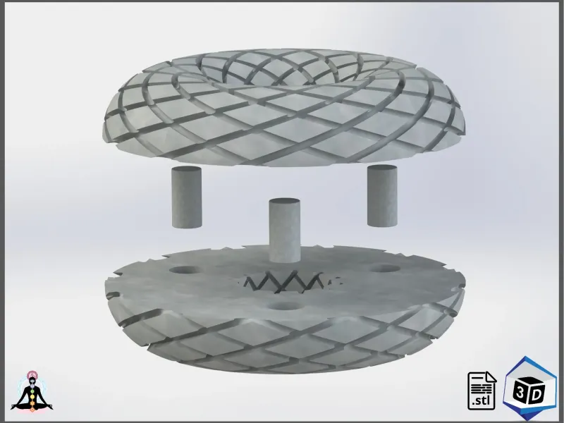 Rodin Coil TORUS .STL 190mm. x 70mm. Diameter | Pins