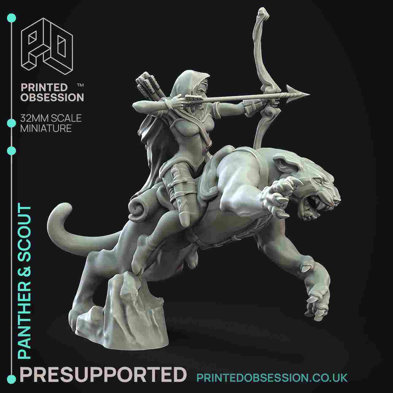 Panther & Scout - Elf and Familiar - PRESUPPORTED - 32mm