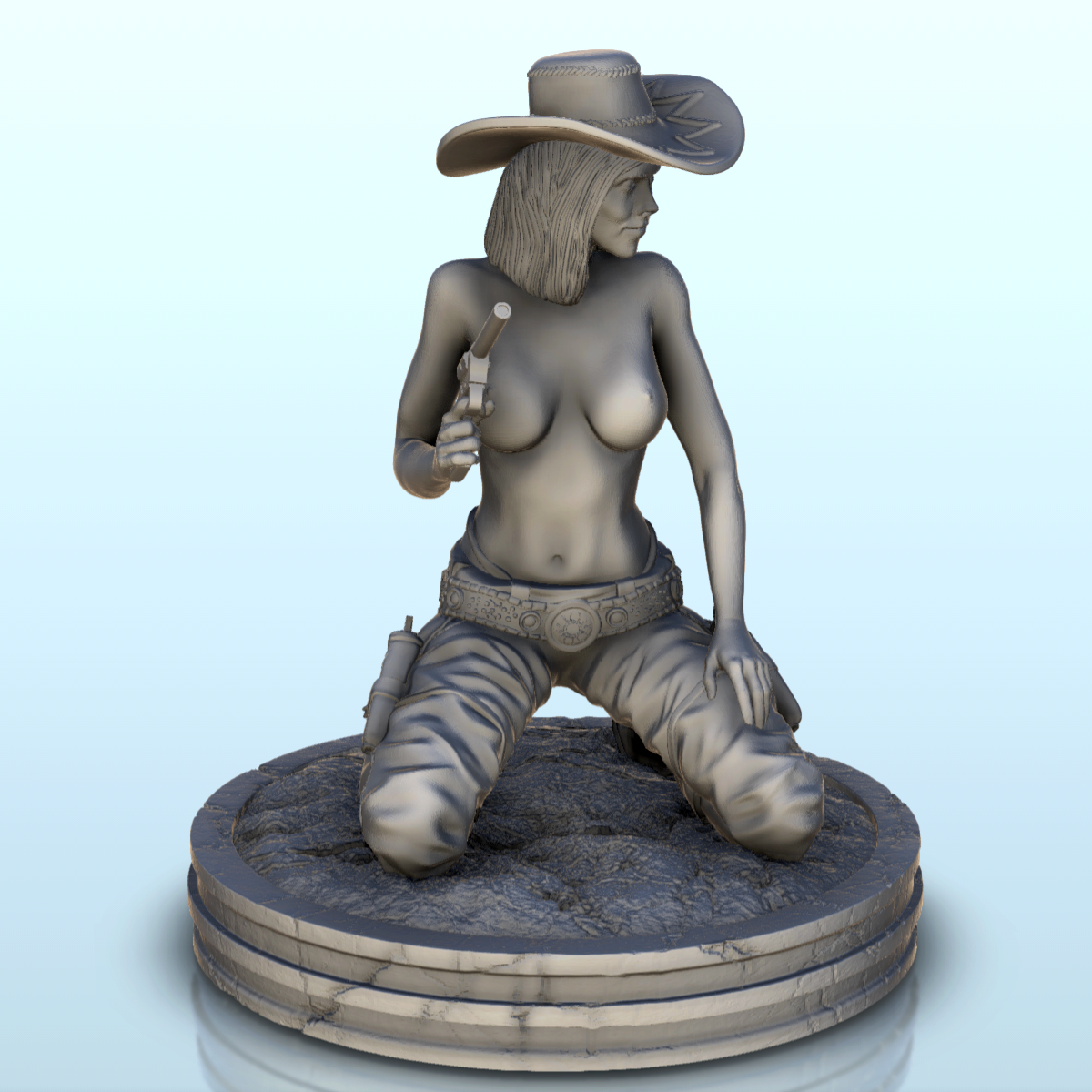 Half-naked woman crouching with revolver (22) - Old West Fig | 3D models  download | Creality Cloud