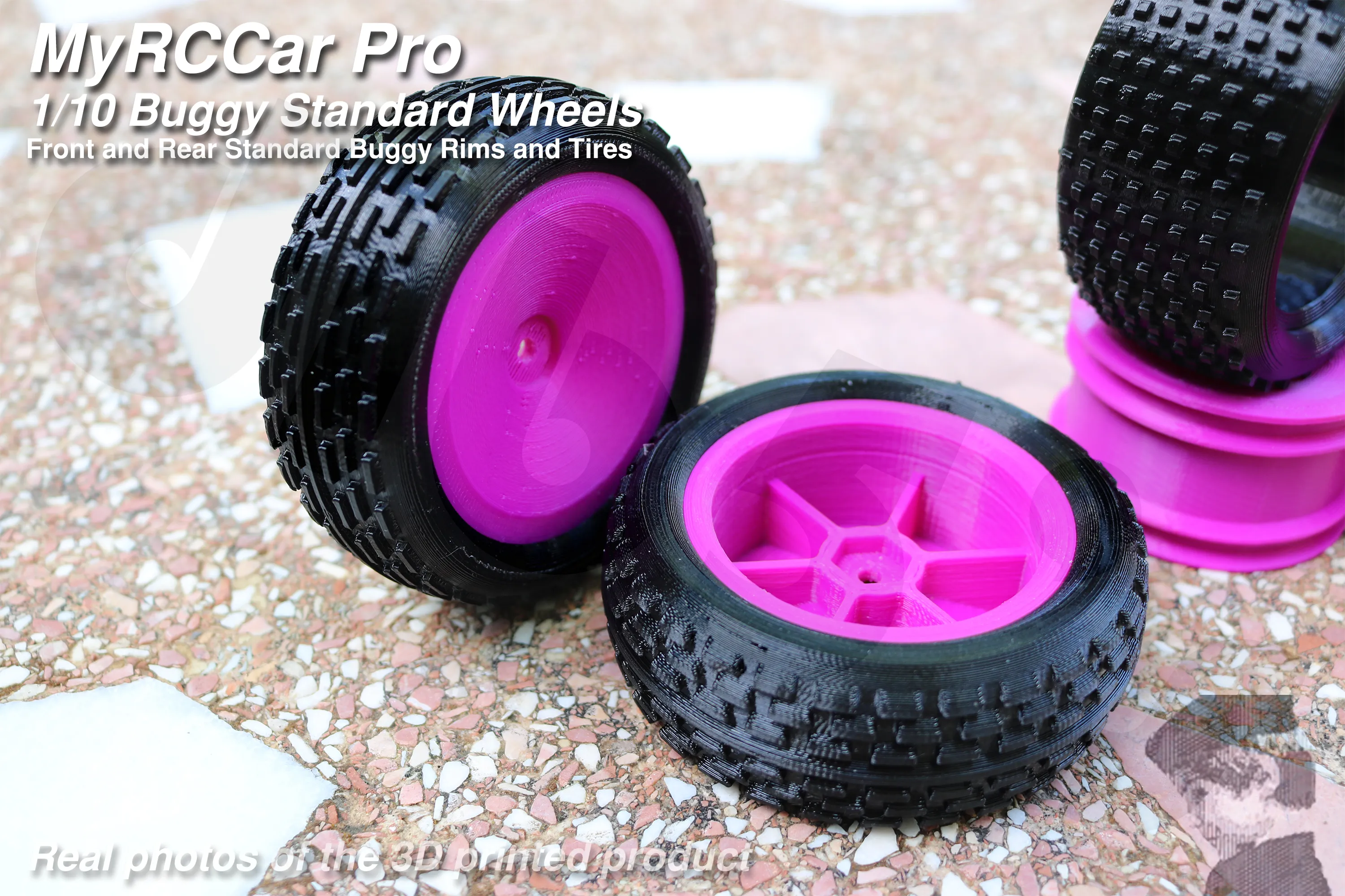 MyRCCar Buggy Wheels 1/10 RC Car Rims and Tires for RC Buggy