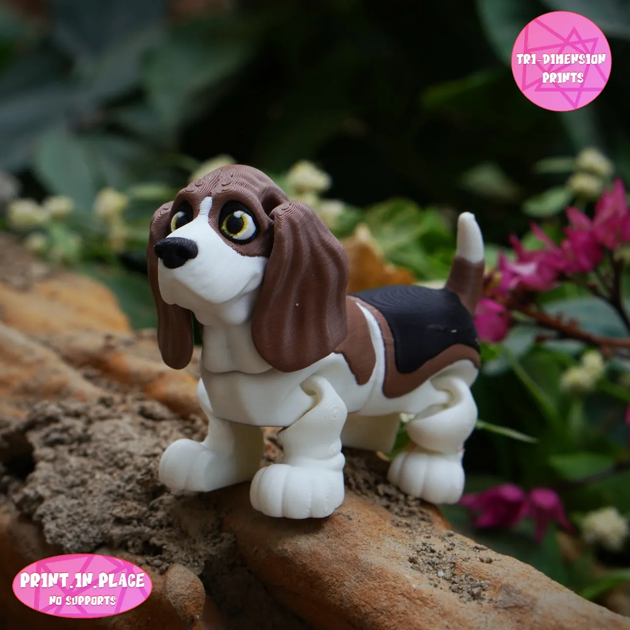 Print In Place Cute Flexi Basset Hound Dog