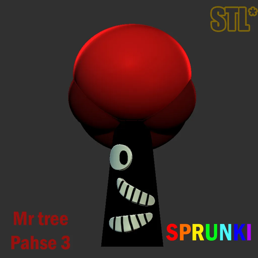 Sprunki Incredibox Mr. Tree Phase 3 STL 3D Character Fanart