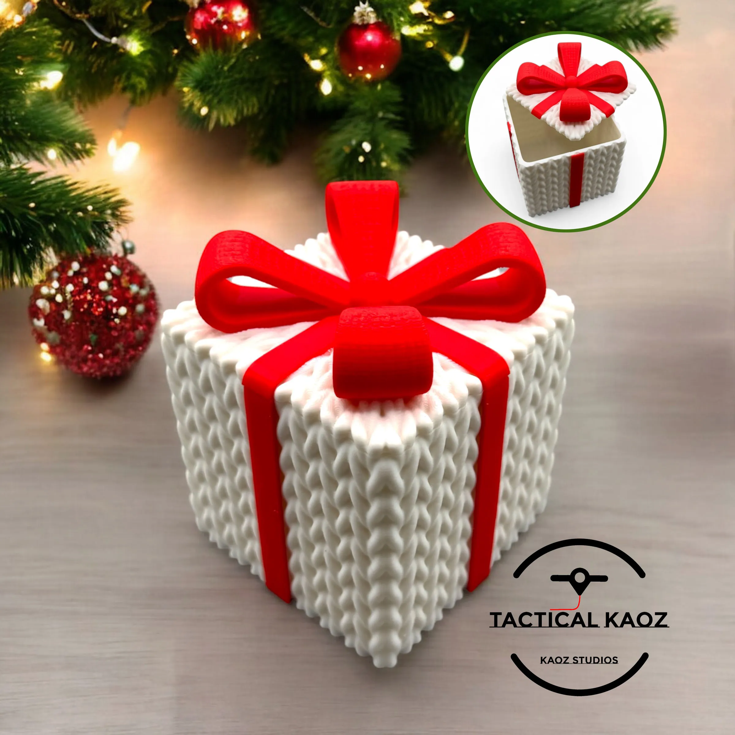 Cozy Knitted Christmas Gift Box with Snap Lid
