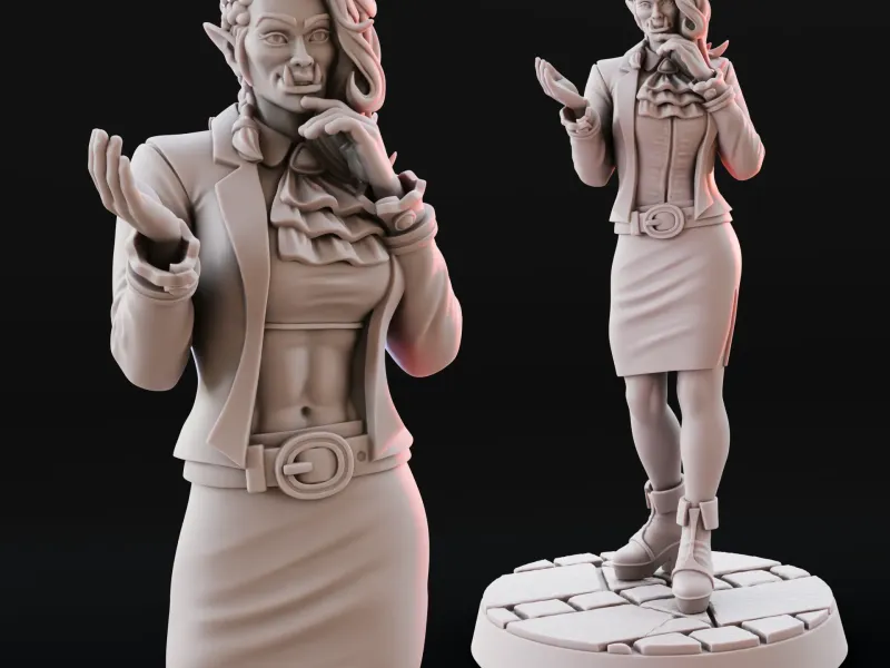 Business Orc Female in Formal Attire | RPG Tabletop Model