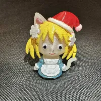 Christmas Anime Cat Girl in Dress and Santa's Hat Figurine-1