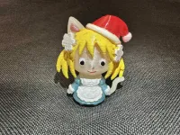 Christmas Anime Cat Girl in Dress and Santa's Hat Figurine-1
