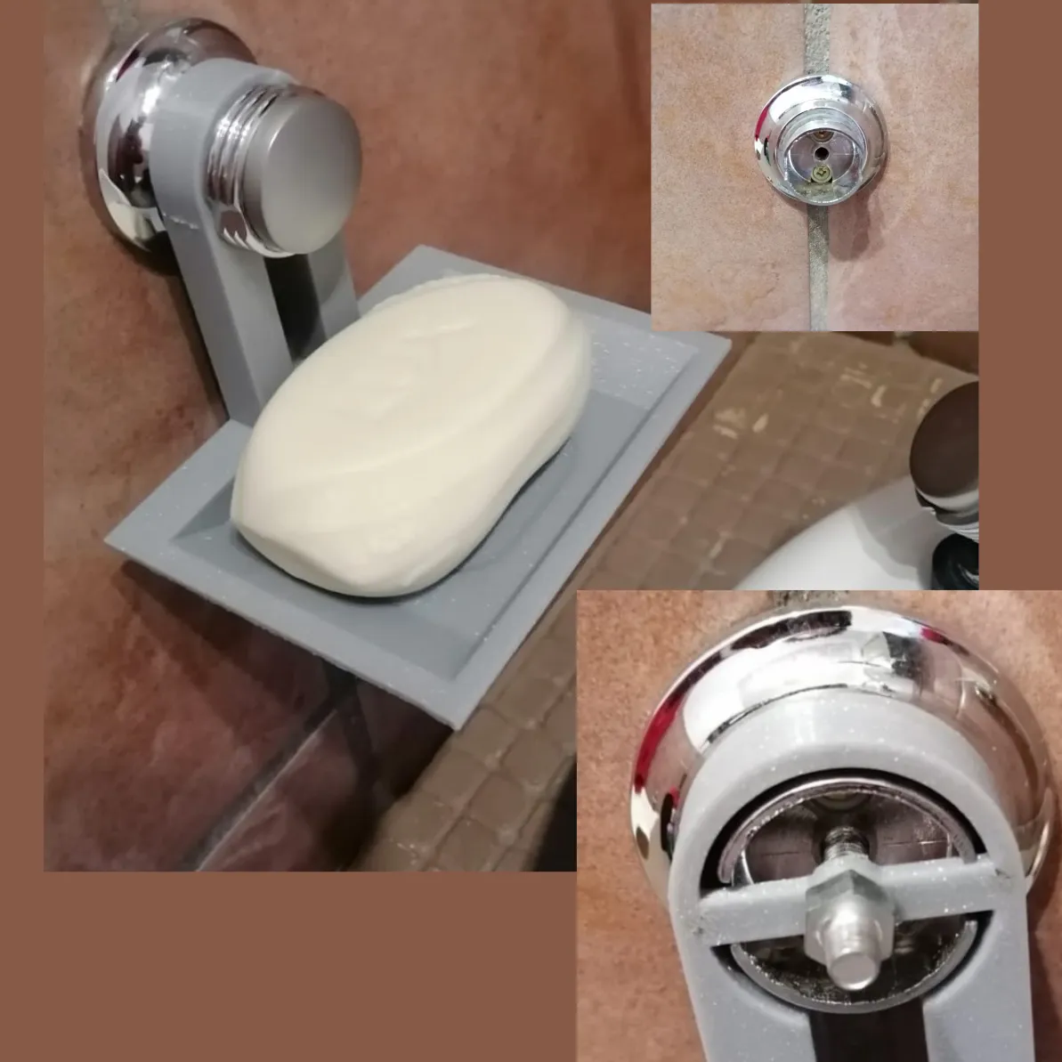 Saboneteira moderna para montagem (SEM SUPORTES) e para torneira de 40 mm
