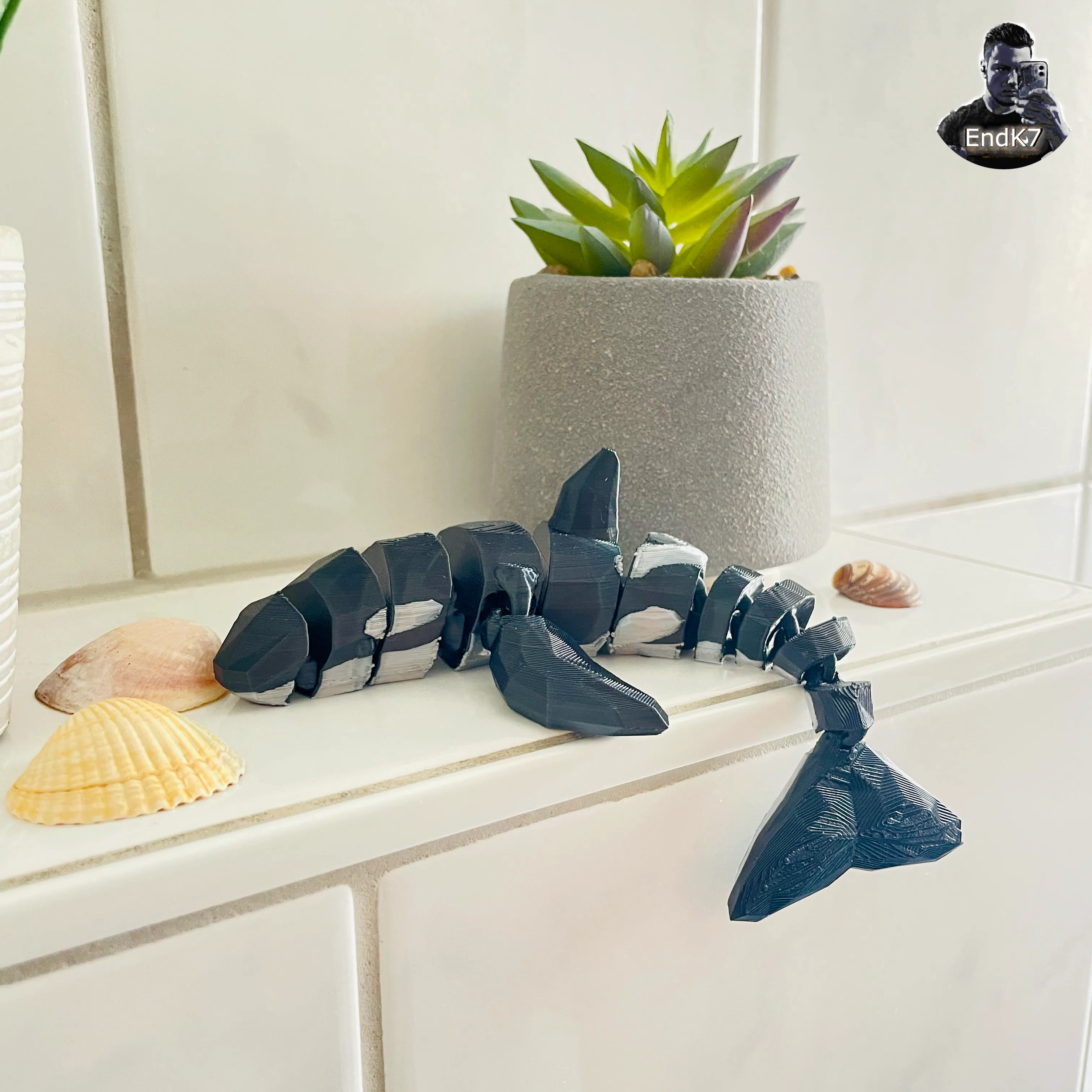 Flexi Orca Whale - Low Poly - Articulated - Print in Place