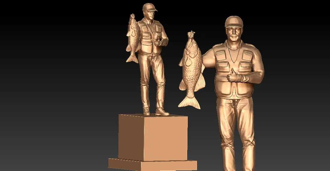 Trophy fishing statue destop - 3d Print