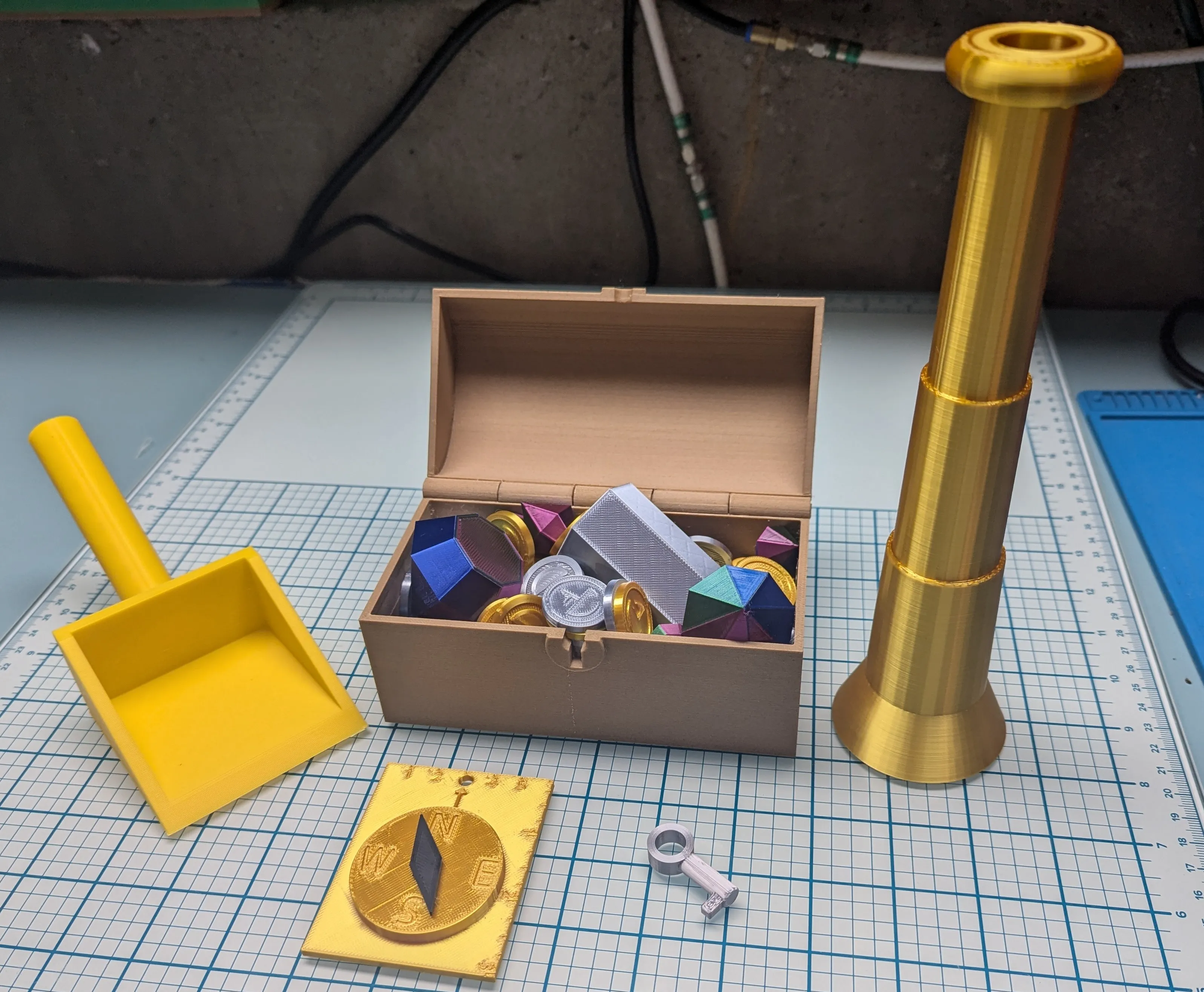 Beach Buried Treasure Chest: Gems, Shovel, Spyglass, Compass