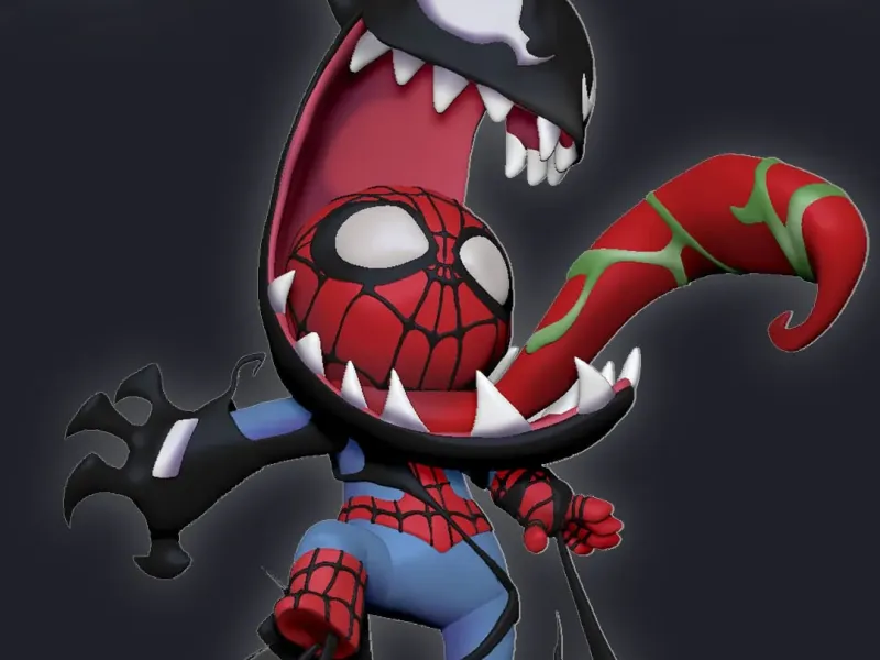 Venomized Spider-Man Chibi – Symbiote Fusion Figurine