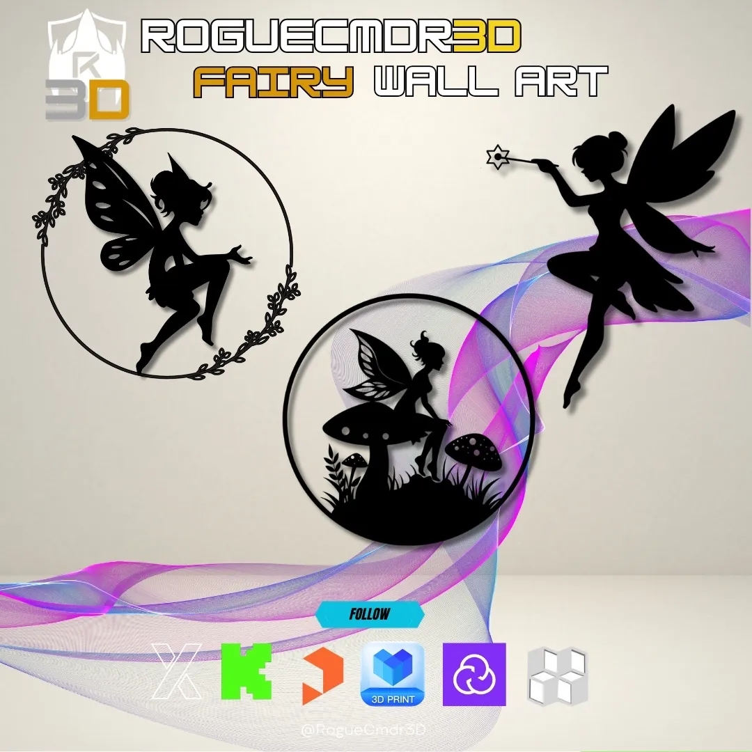 Whimsical Fairy Silhouette Wall Art – 3D Printable Design