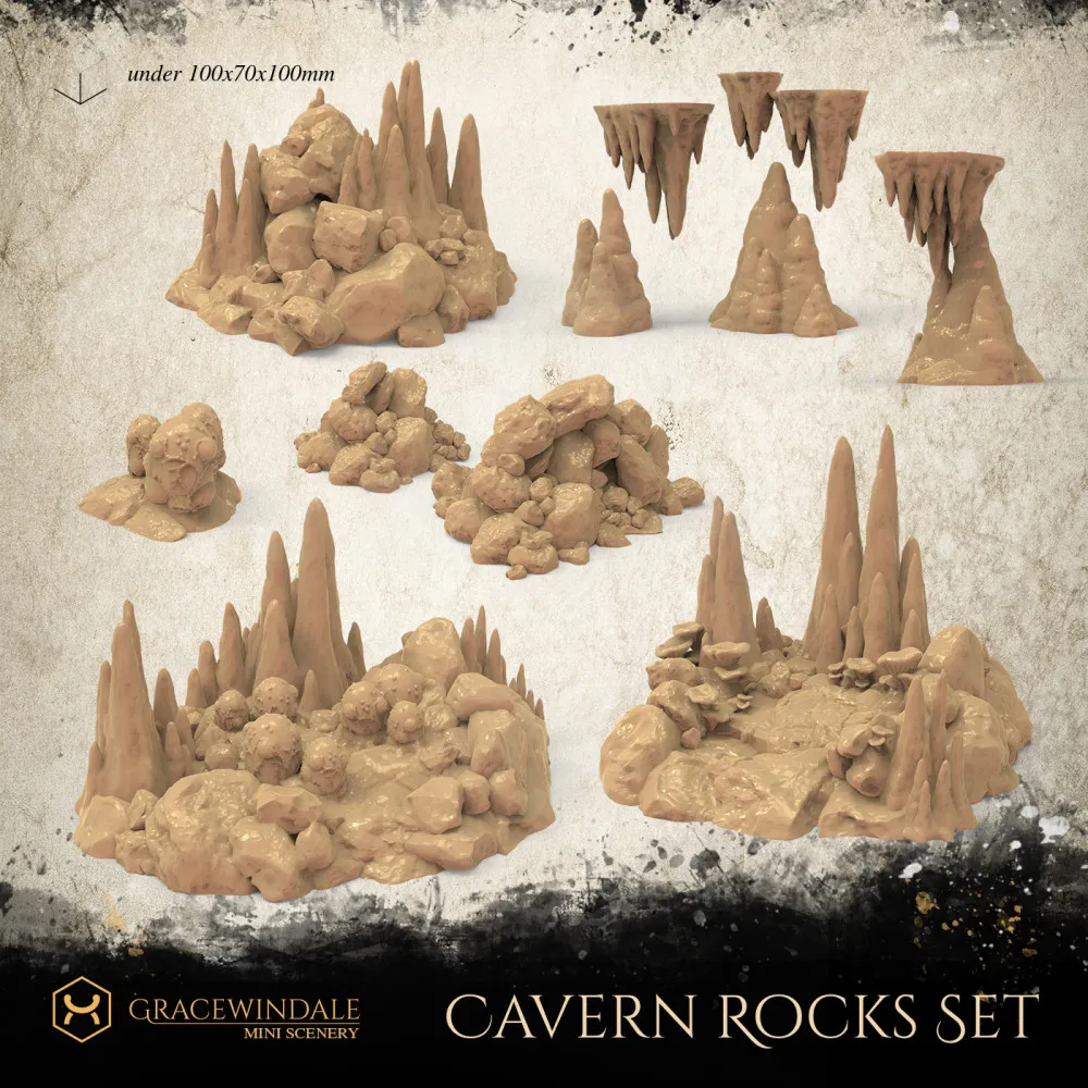 Props & Terrain STL Download - Cave Rocks Setby Gracewindale