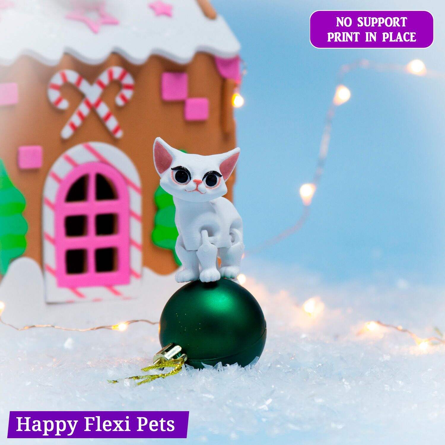 Snowflake the kitten articulated toy by Happy Flexi pets