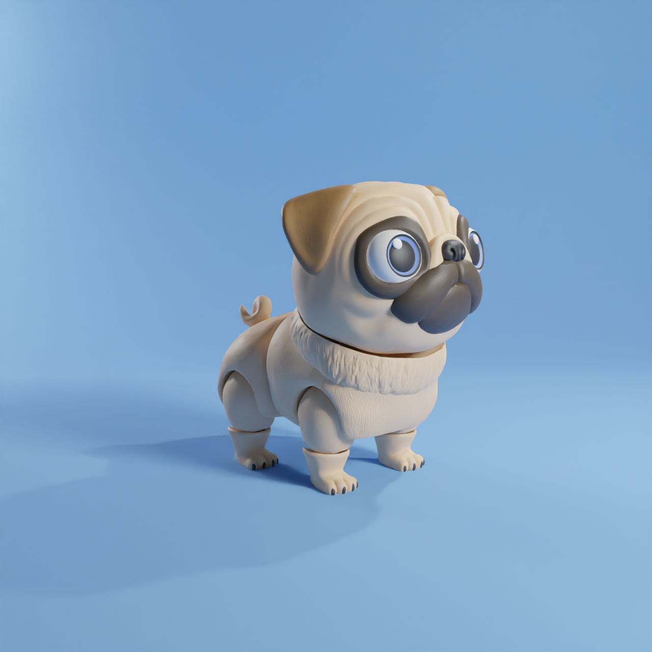 PUG DOG FLEXI - ARTICULATED - STL & 3MF MULTICOLOR | 3D Models Download ...